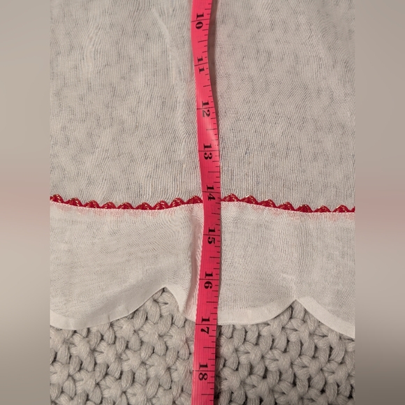 White Sheer half Apron with Red Trim - Picture 5 of 8